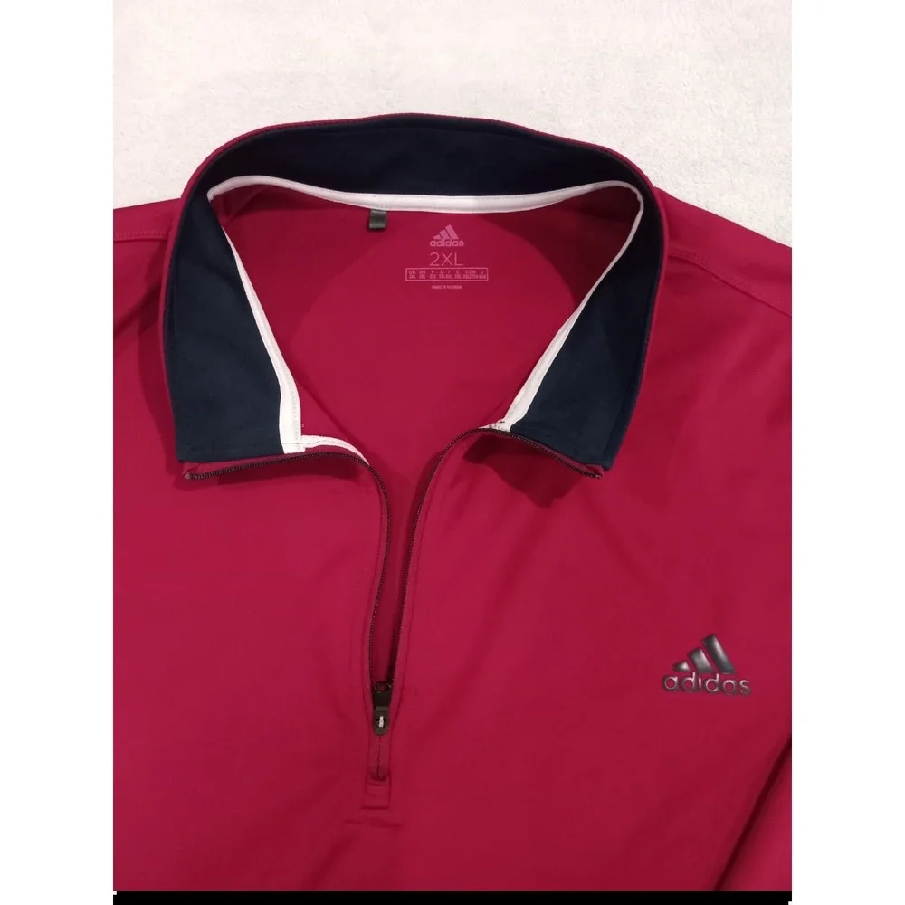 Mens Adidas 1/4 Zip Pullover Sweater Maroon‎ 2XL